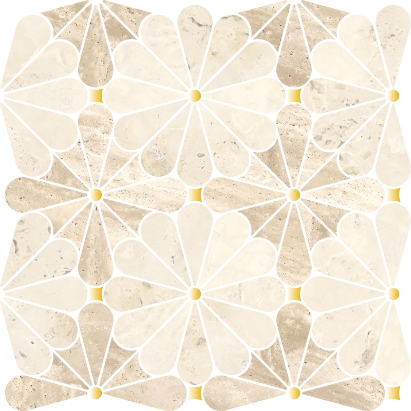 GEA01M - 象牙白+米黄+不锈钢金