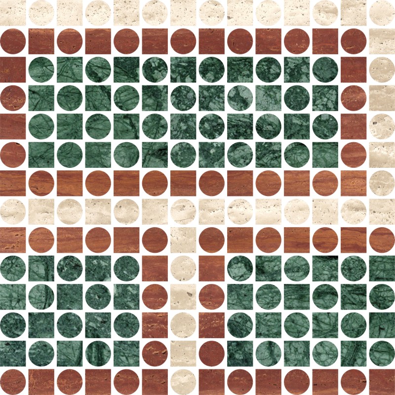 FYPT07-1B - 印度绿+米黄+红洞