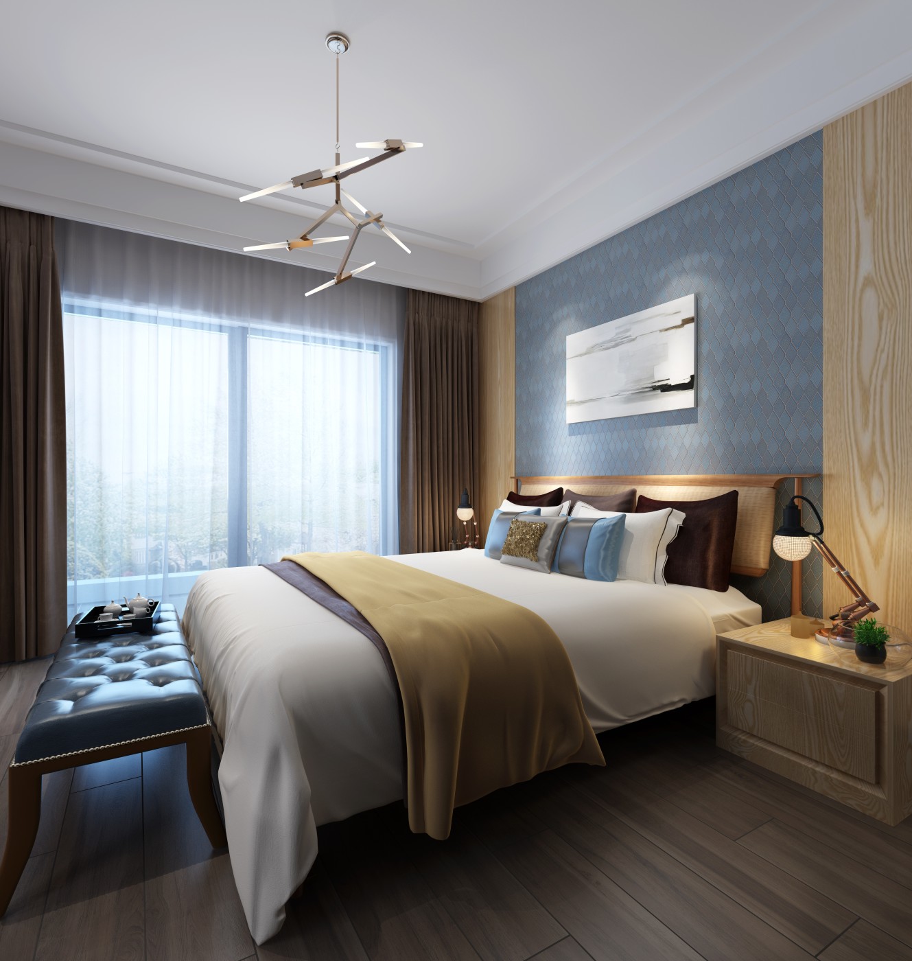 卧室：ARK02-50100G  ；MSSP04-殷桃木色