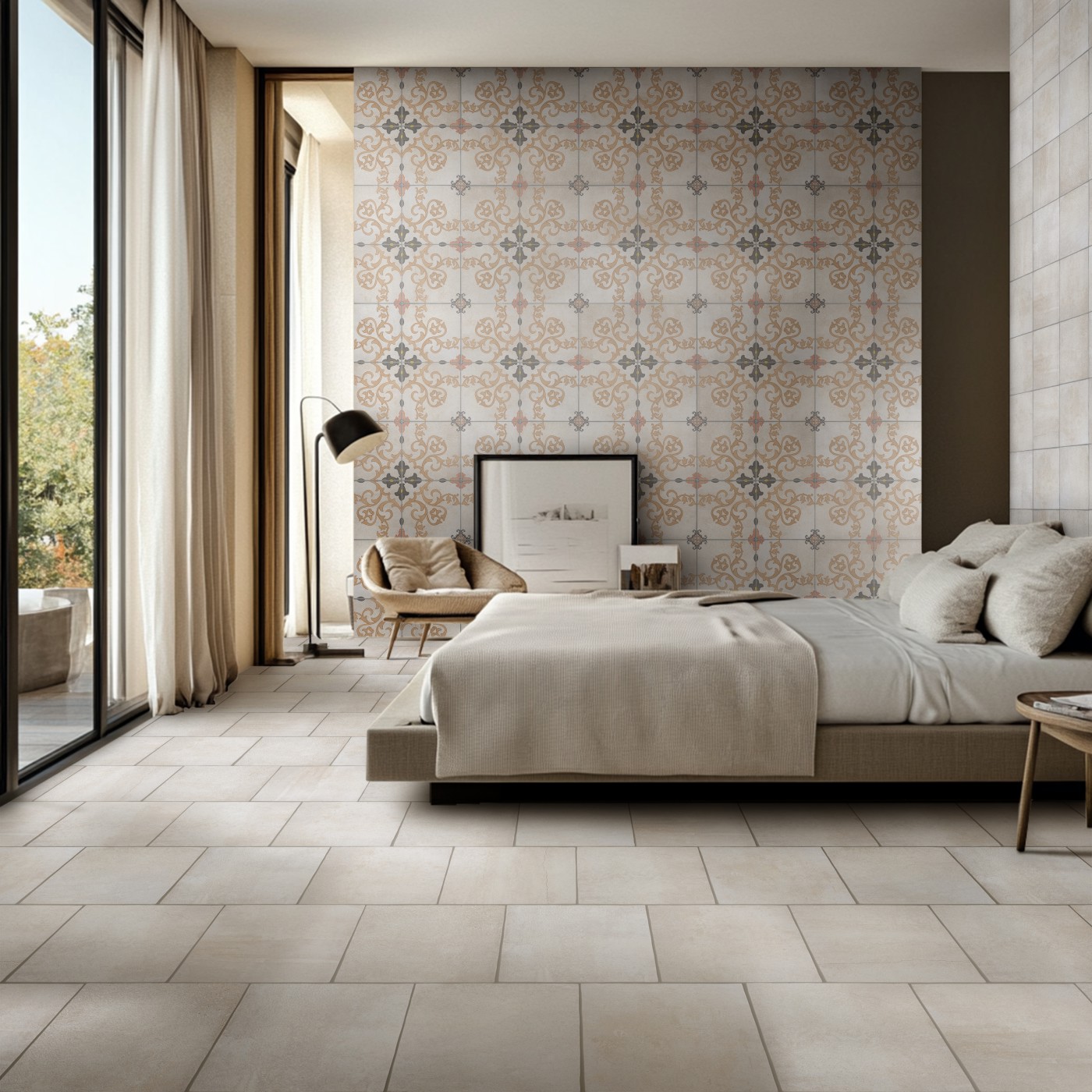 卧室米白316地面和墙面，铃兰米白花片