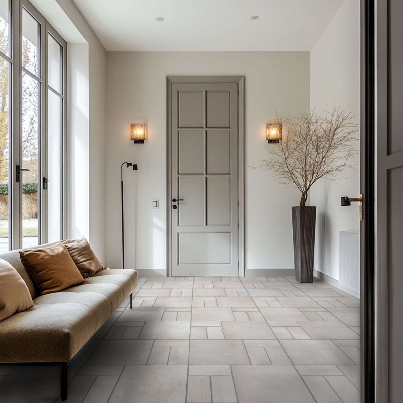 玄关米白色多规格混铺