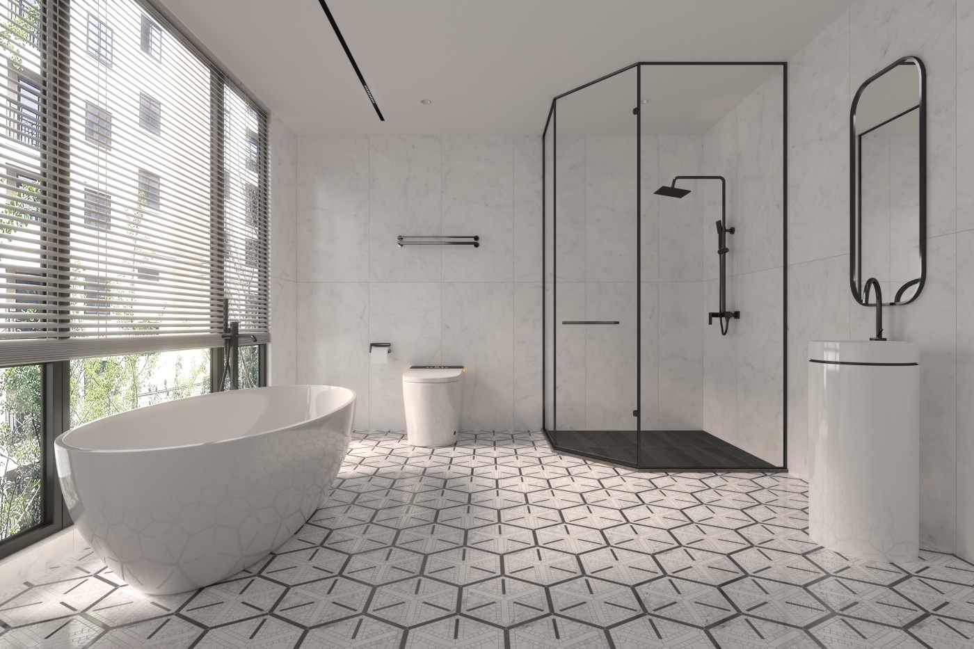 卫生间：地面ATBS23036M，淋浴地面SP-61207D，墙面ATCL61122M亚光