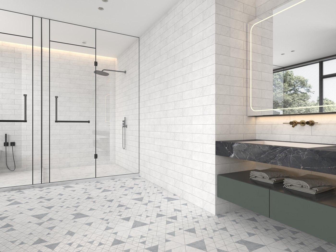 卫生间：三个规格混拼