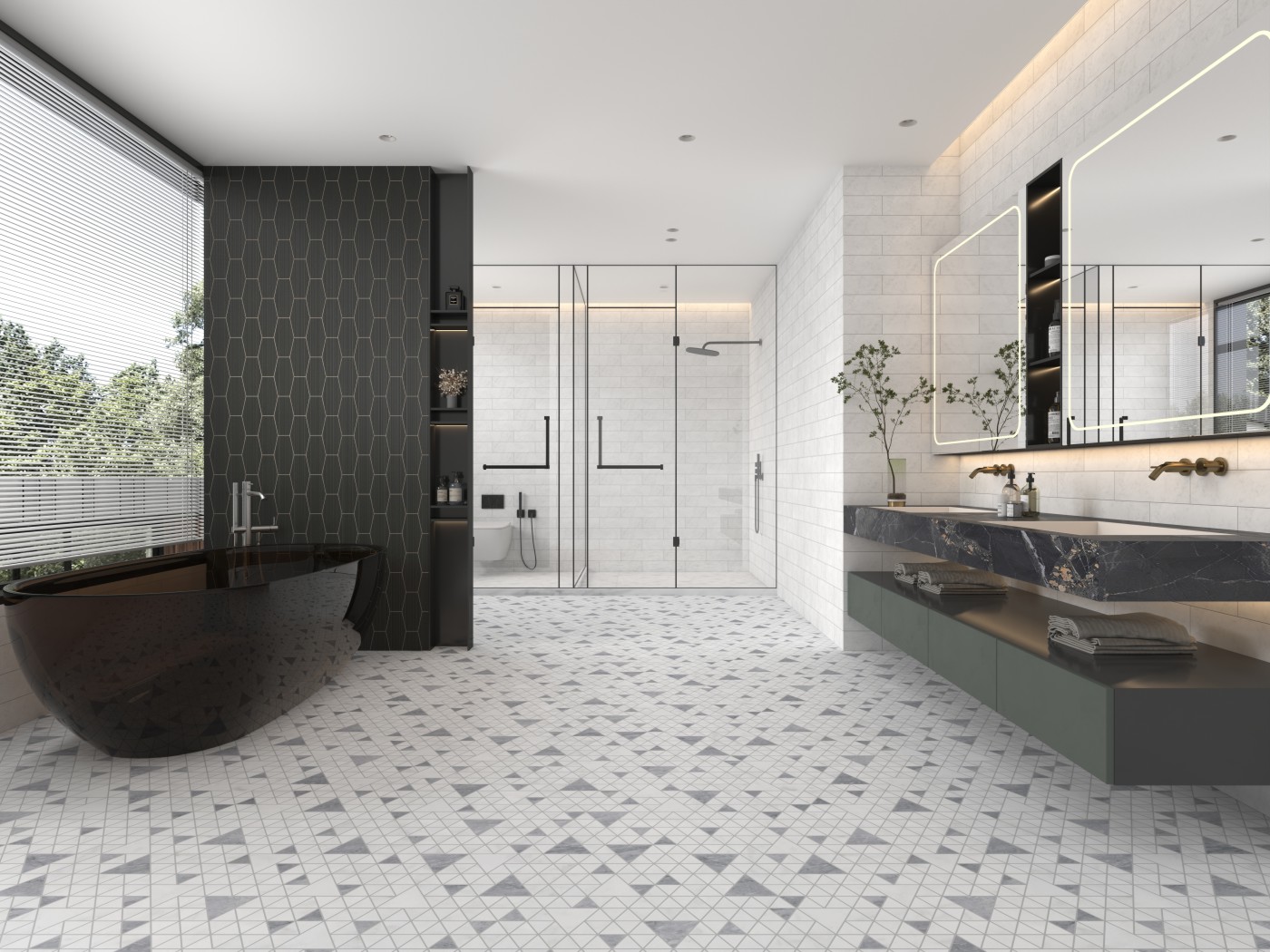 卫生间：三个规格混拼