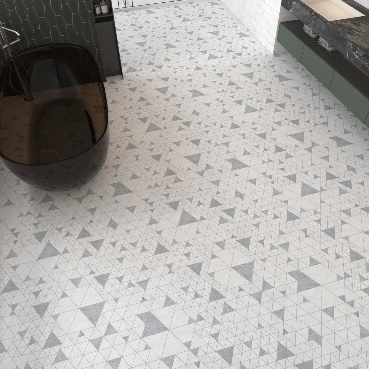 卫生间：三个规格混拼