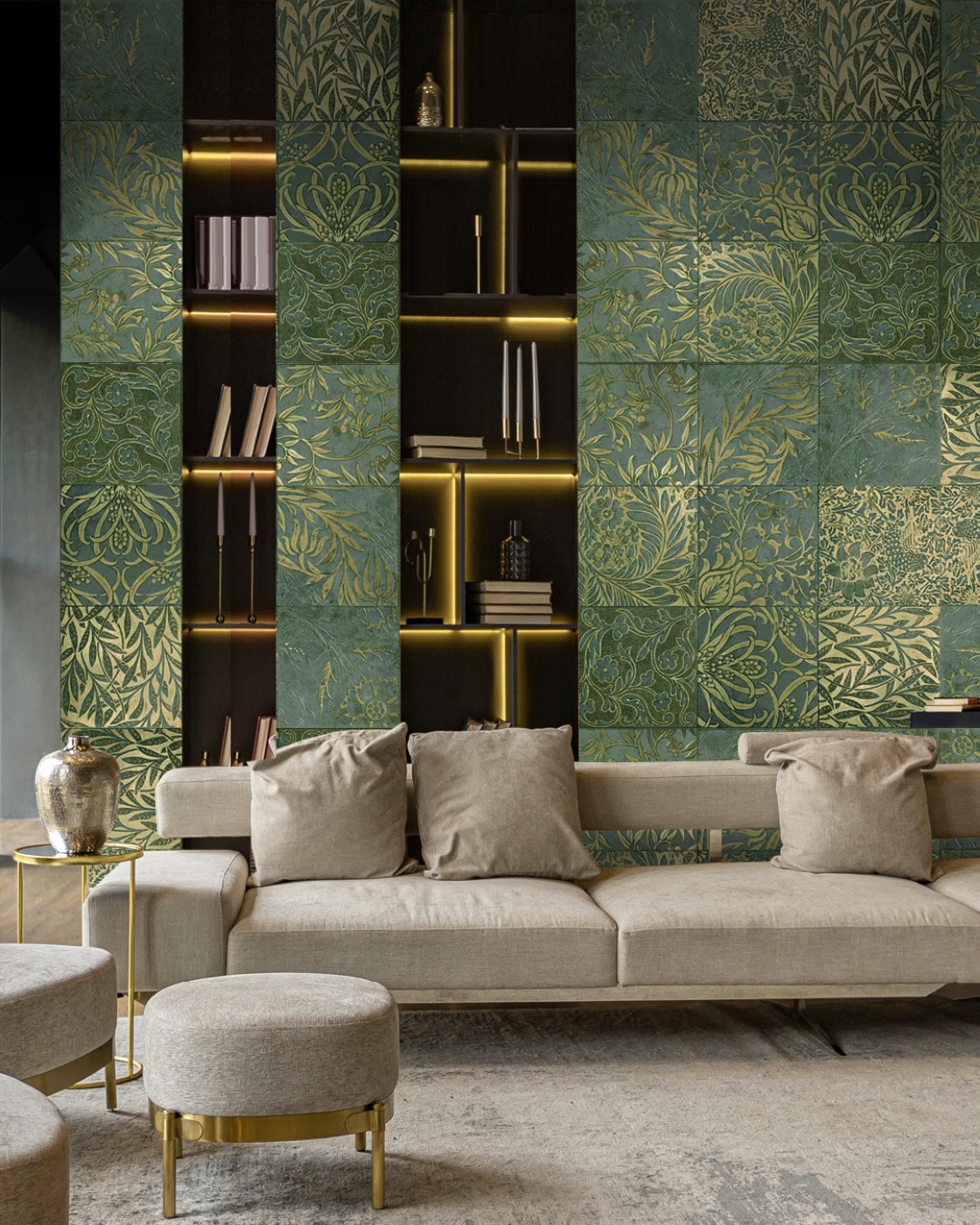 沙发背景 翡翠绿